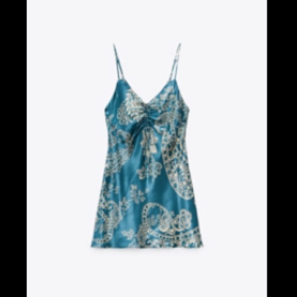 ZARA women sayid effect blue print dress